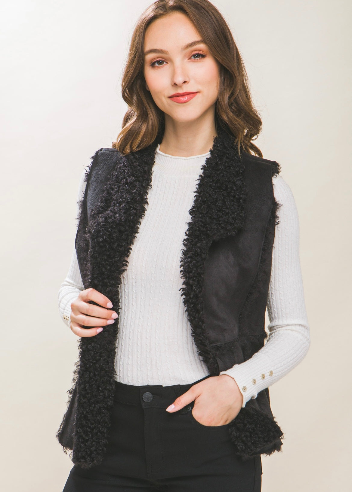 Black Sherpa Vest