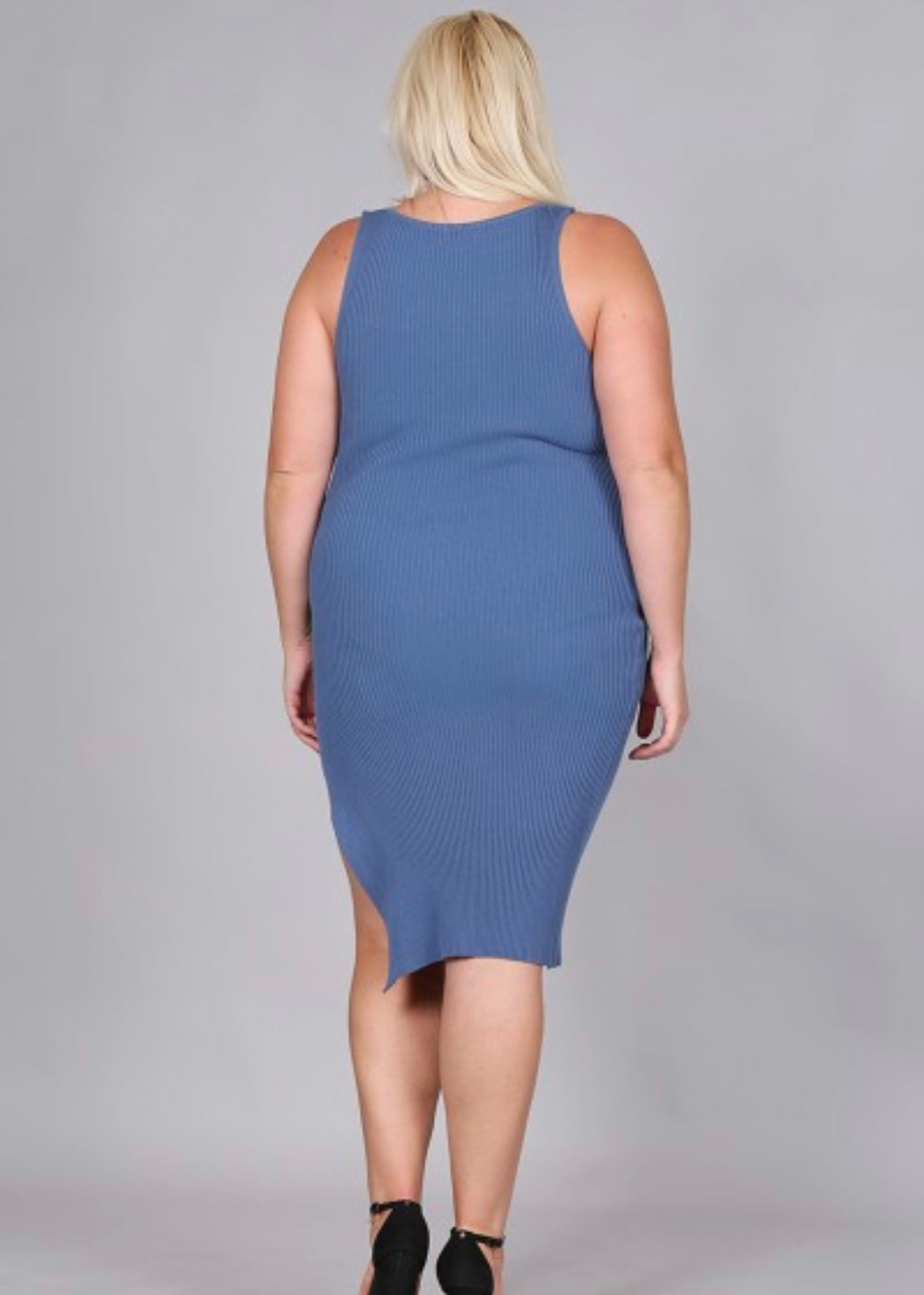 Blue Knit Midi Dress