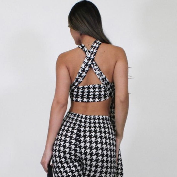 Houndstooth Wrap Top