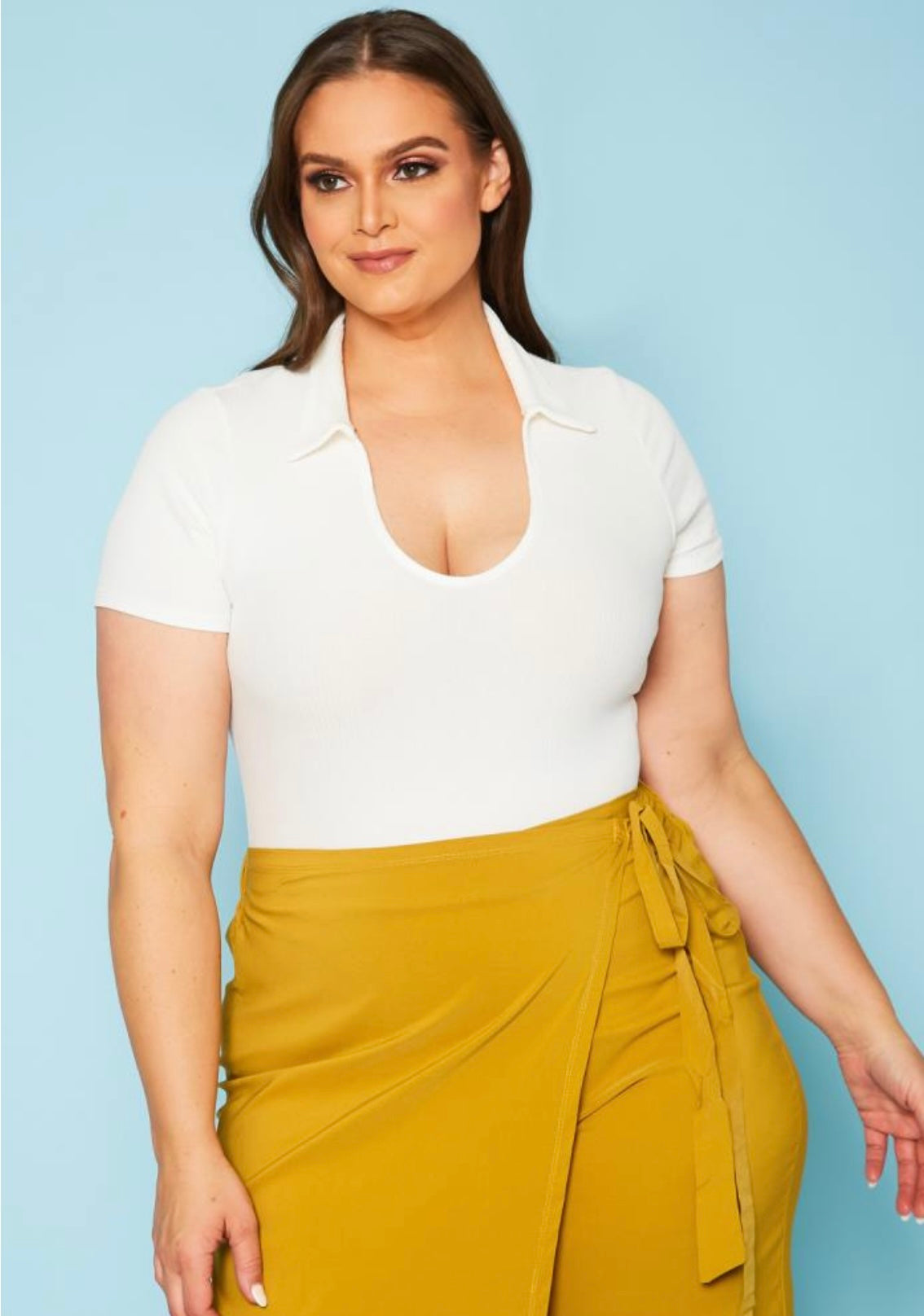 Curvy Jentle Basic Collar Bodysuit